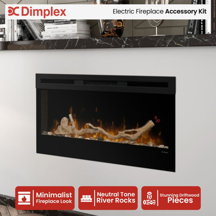 Dimplex 34-inch Linear Fireplace Driftwood and River Rock Accessory Package image 10
