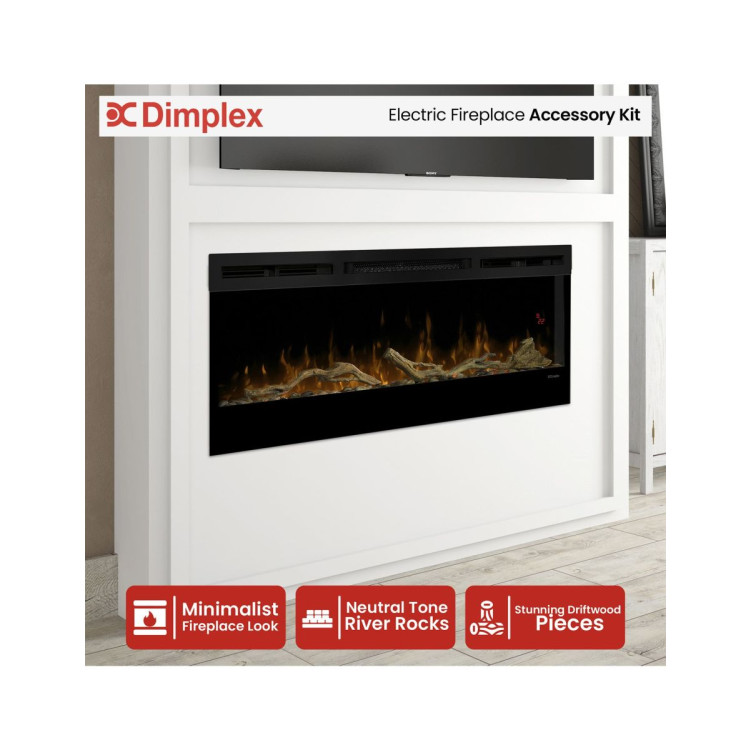 Dimplex 50-inch Linear Fireplace Driftwood and River Rock Accessory Package image 10