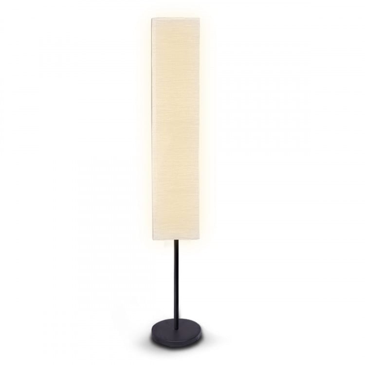 Sarantino Etagere Floor Lamp Off-White Fabric Shade Oak Wood Finish image 2