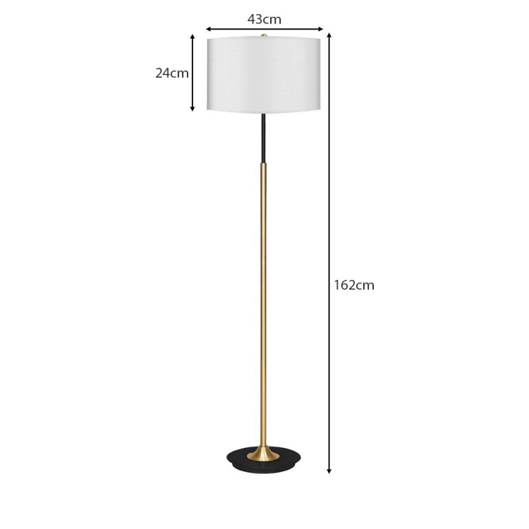 Sarantino Metal Floor Lamp in Brushed Brass Finish White Linen Shade image 3