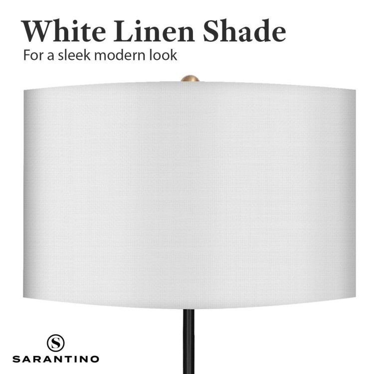 Sarantino Metal Floor Lamp in Brushed Brass Finish White Linen Shade image 8