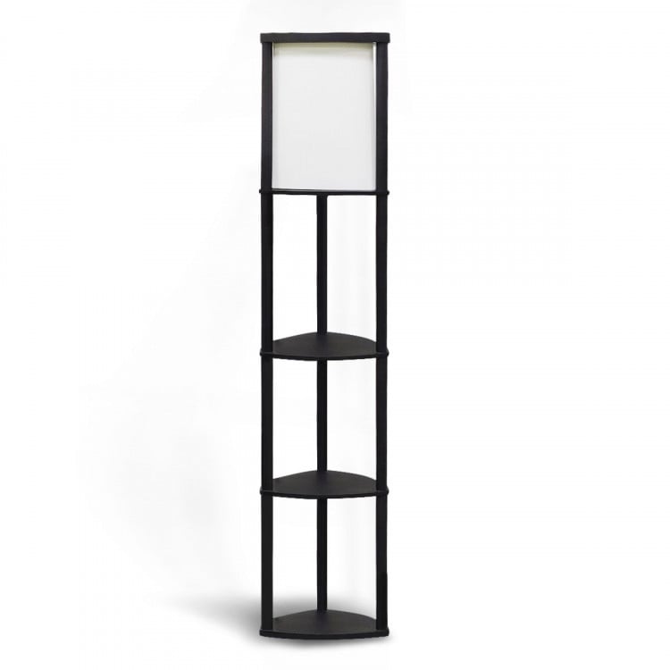 Wood Etagere Floor Lamp in Tripod Shape with 3 Wooden Shelves image 2
