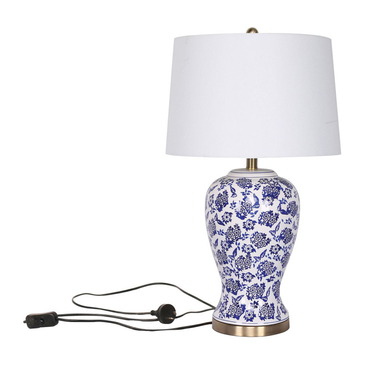 Sarantino Table Lamp Ceramic Floral Base Cotton Drum Shade image 3