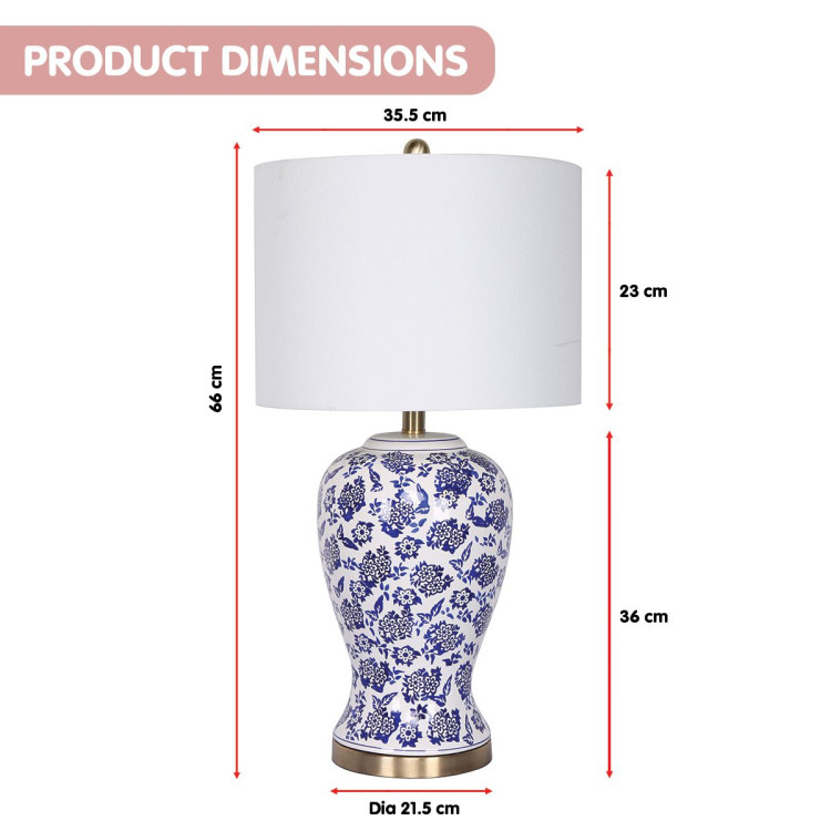 Sarantino Table Lamp Ceramic Floral Base Cotton Drum Shade image 4