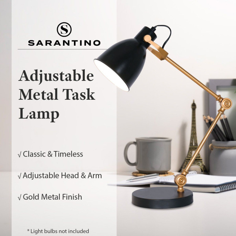 Sarantino Adjustable Metal Table Lamp in Black and Gold image 11