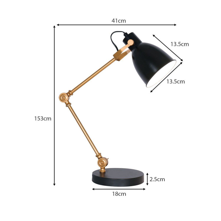 Sarantino Adjustable Metal Table Lamp in Black and Gold image 3