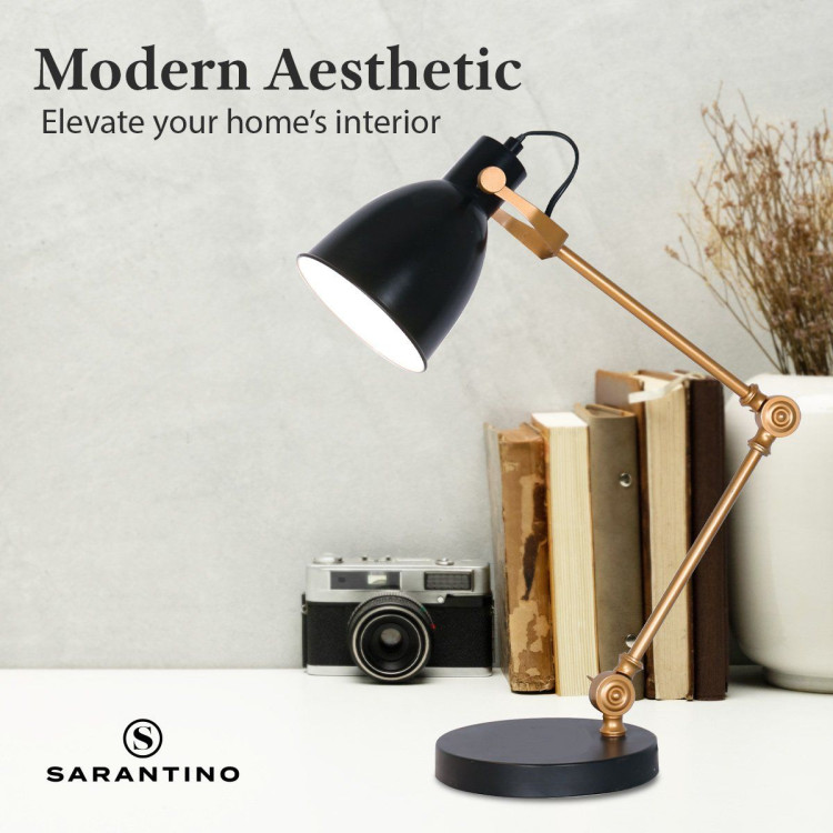 Sarantino Adjustable Metal Table Lamp in Black and Gold image 6