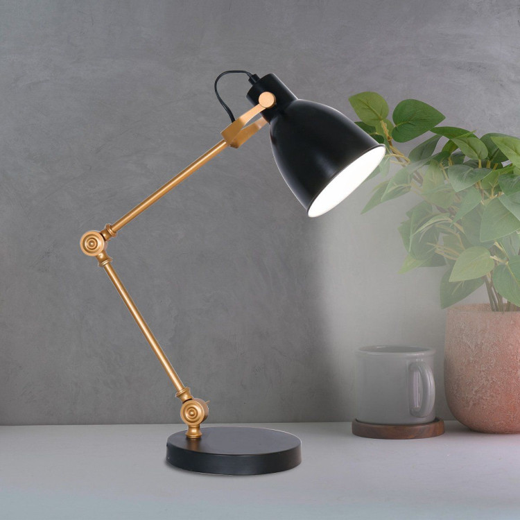 Sarantino Adjustable Metal Table Lamp in Black and Gold image 9