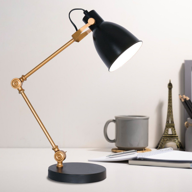 Sarantino Adjustable Metal Table Lamp in Black and Gold image 10