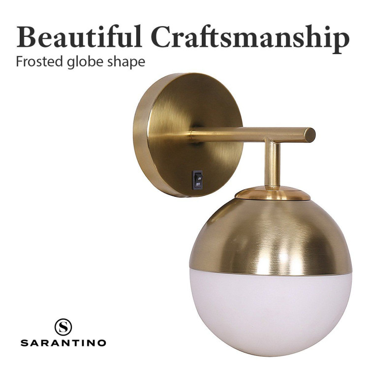 Sarantino Wall Lamp with Gold Metal Base and White Glass Shade image 7