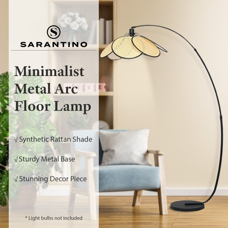 Sarantino Minimalist Synthetic Rattan Floor Lamp image 11