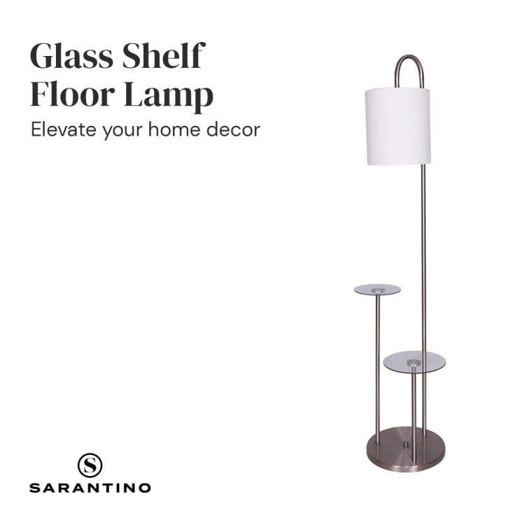Sarantino Metal Floor Lamp with Glass Shelves image 3