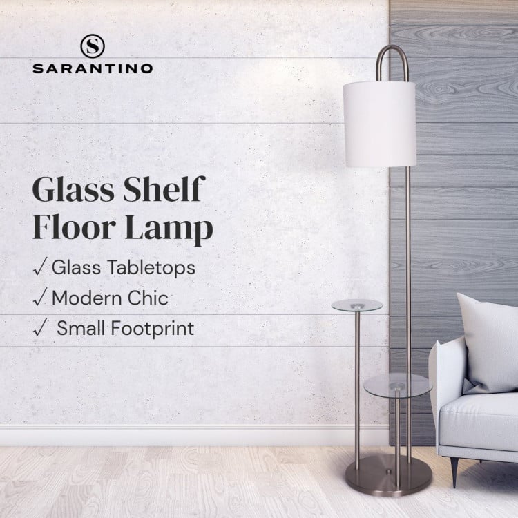 Sarantino Metal Floor Lamp with Glass Shelves image 6
