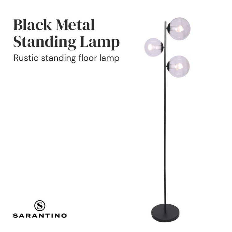 Sarantino 3-Light Black Metal Floor Lamp image 6