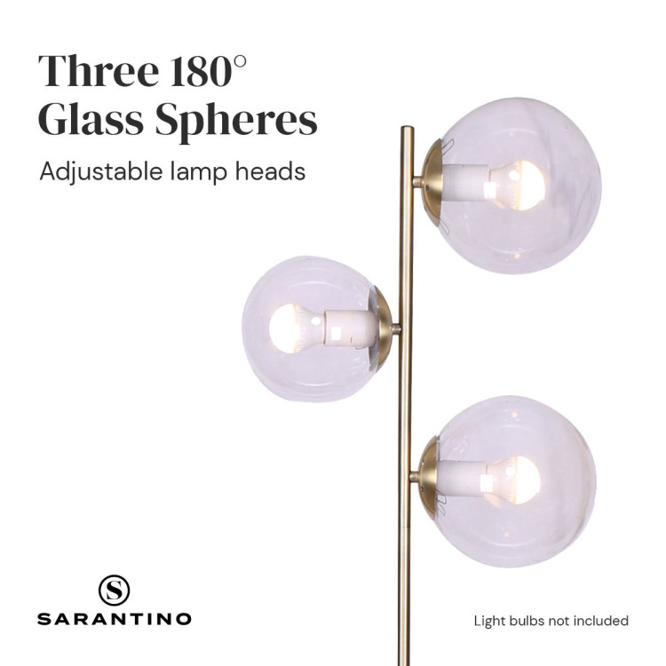 Sarantino 3-Light Gold Metal Floor Lamp with Glass Shades image 6