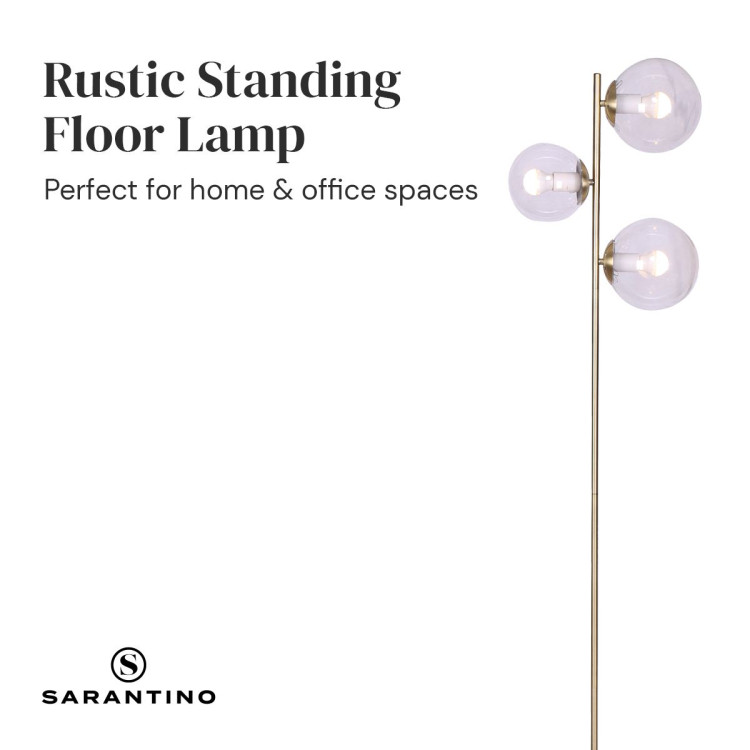 Sarantino 3-Light Gold Metal Floor Lamp with Glass Shades image 7