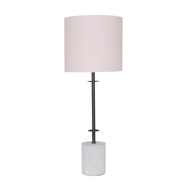 Sarantino Concrete & Metal Table Lamp with Off-White Linen Shade image 2