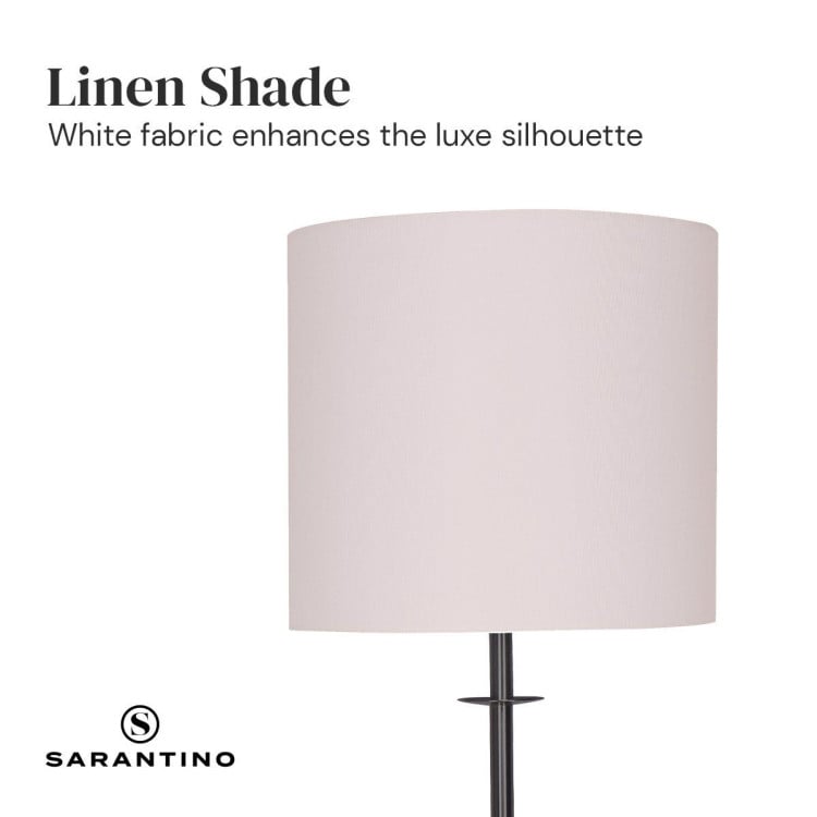 Sarantino Concrete & Metal Table Lamp with Off-White Linen Shade image 4