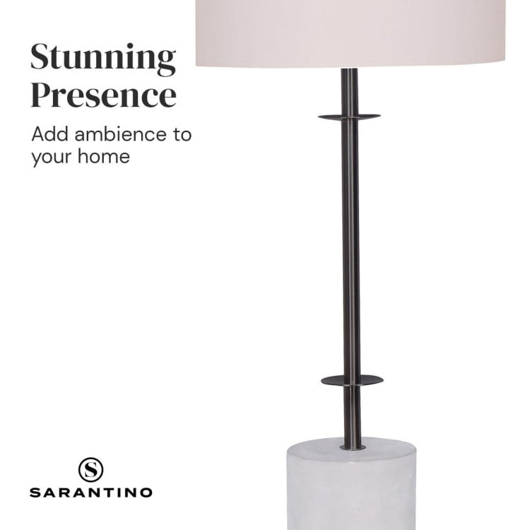Sarantino Concrete & Metal Table Lamp with Off-White Linen Shade image 6