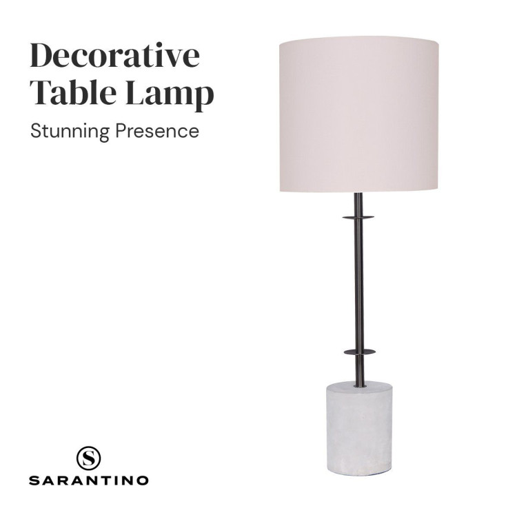 Sarantino Concrete & Metal Table Lamp with Off-White Linen Shade image 7