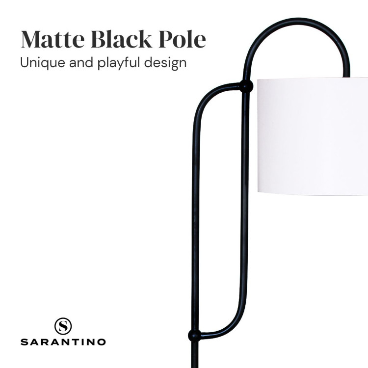 Sarantino Metal Floor Lamp with Marble Base & Off-White Shade image 3