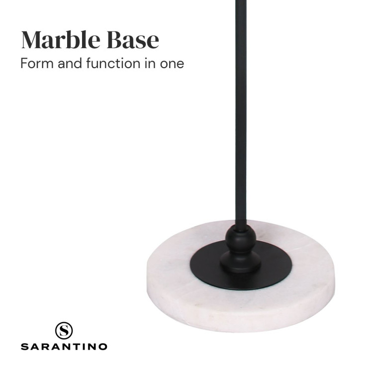 Sarantino Metal Floor Lamp with Marble Base & Off-White Shade image 4
