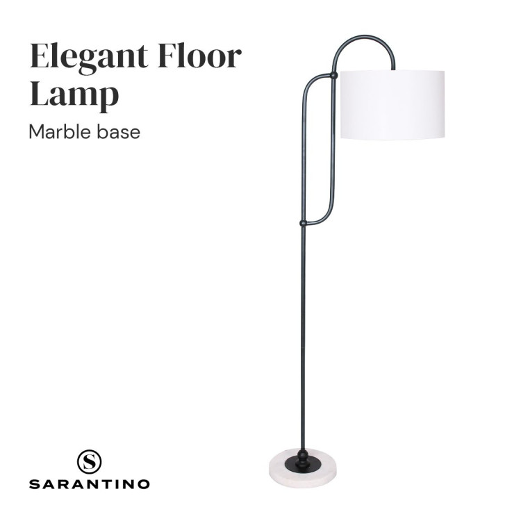 Sarantino Metal Floor Lamp with Marble Base & Off-White Shade image 5