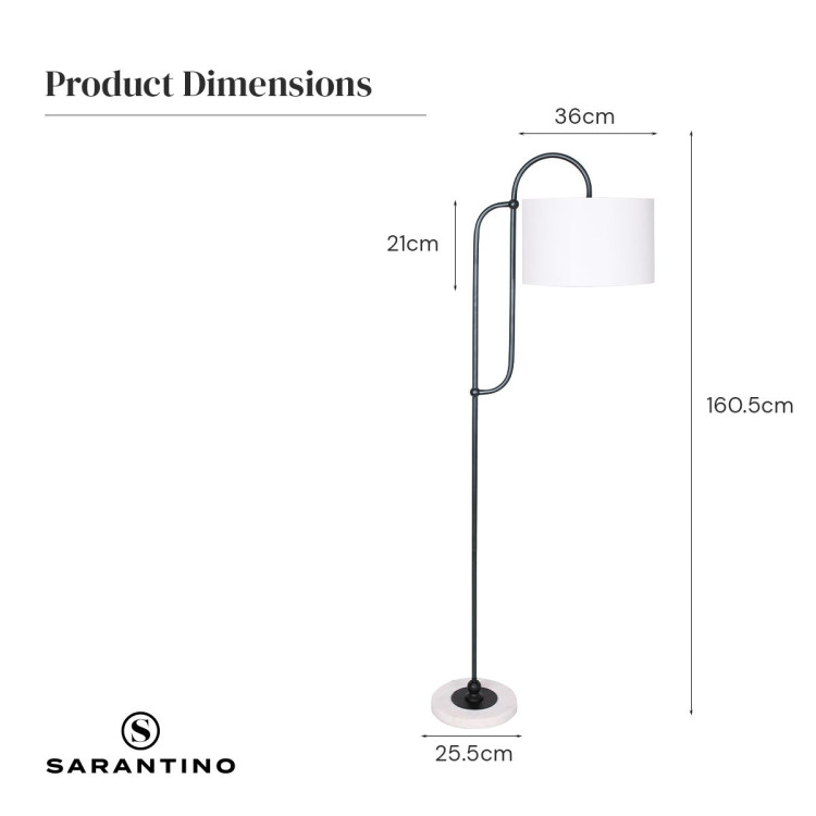 Sarantino Metal Floor Lamp with Marble Base & Off-White Shade image 6