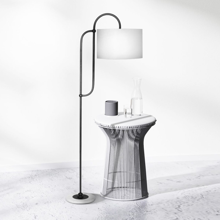 Sarantino Metal Floor Lamp with Marble Base & Off-White Shade image 7