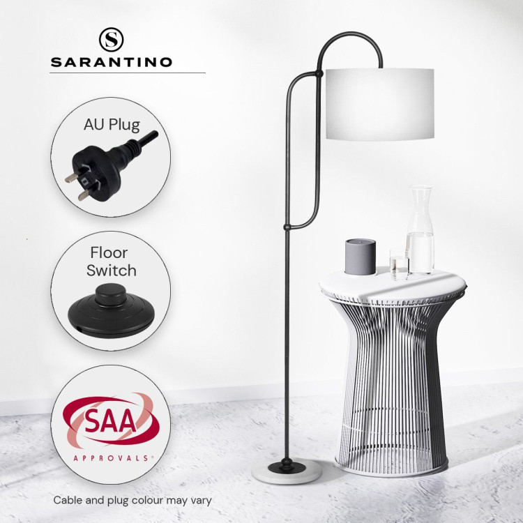 Sarantino Metal Floor Lamp with Marble Base & Off-White Shade image 10