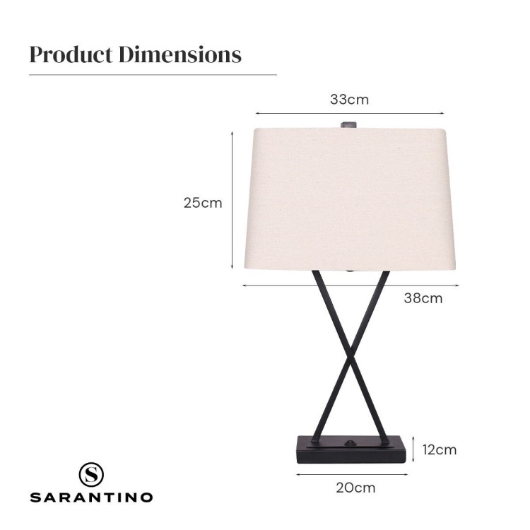 Sarantino Pair of Metal Table Lamps Rectangular Shade X Stand image 10
