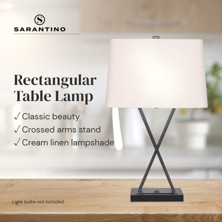 Sarantino Pair of Metal Table Lamps Rectangular Shade X Stand image 3