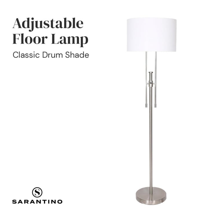 Sarantino Brushed Nickel Height-Adjustable Metal Floor Lamp image 6