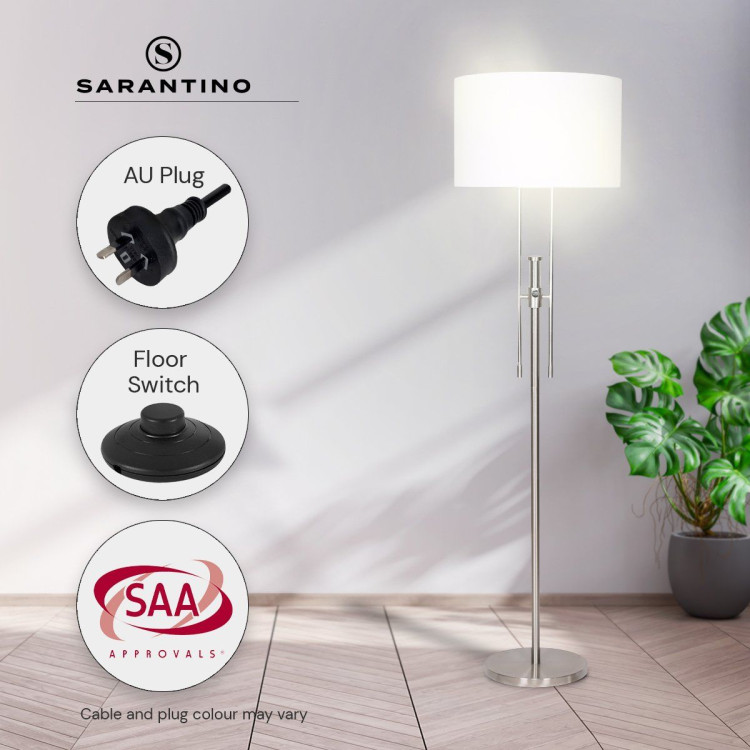 Sarantino Brushed Nickel Height-Adjustable Metal Floor Lamp image 11