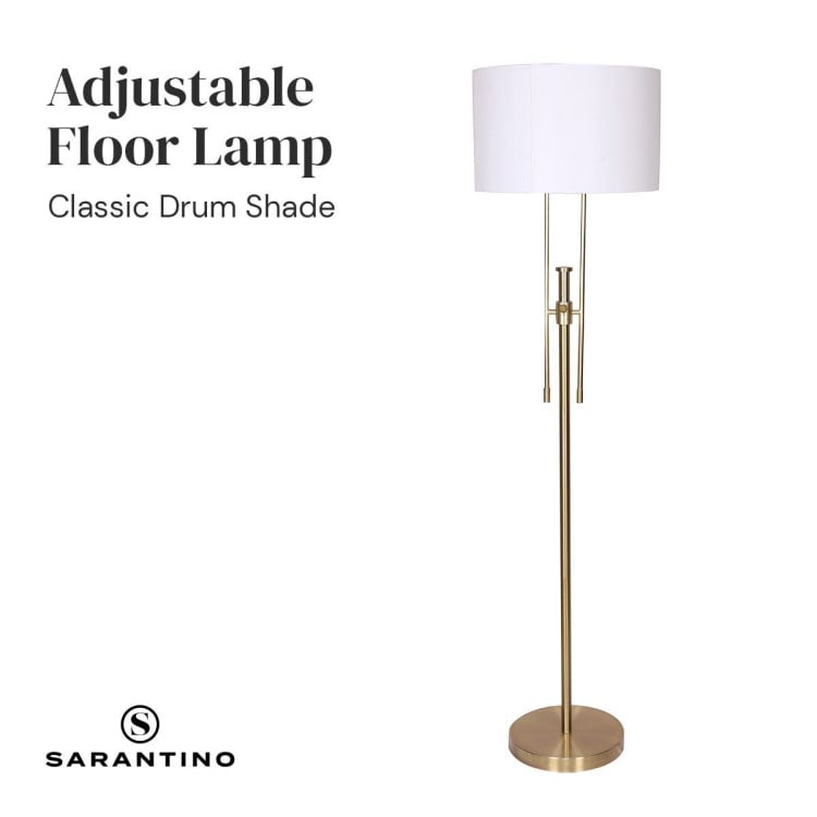 Sarantino Brushed Gold Height-Adjustable Metal Floor Lamp image 6