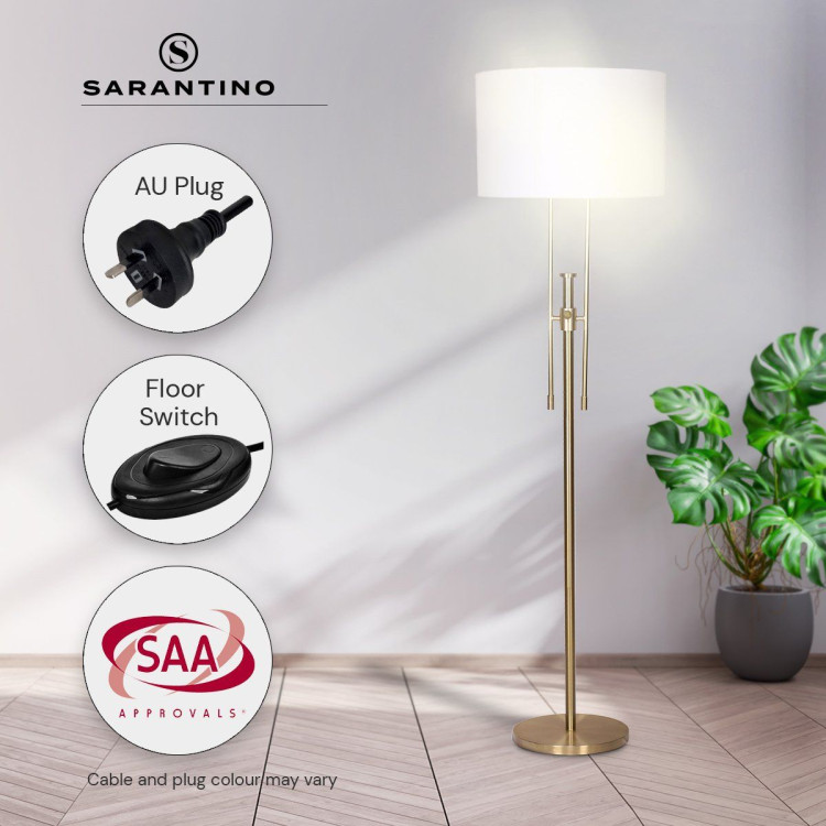 Sarantino Brushed Gold Height-Adjustable Metal Floor Lamp image 11