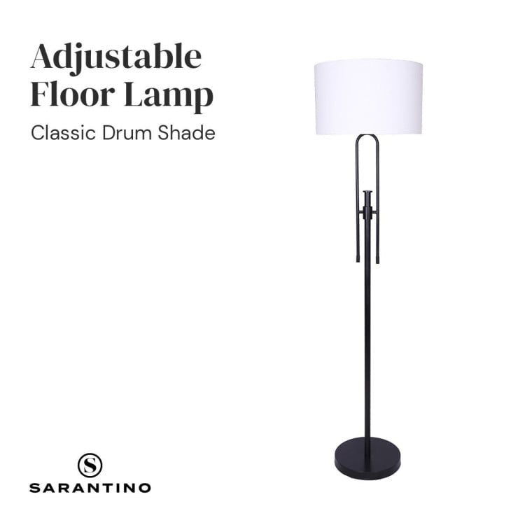 Sarantino Height-Adjustable Metal Floor Lamp Matte Black image 5