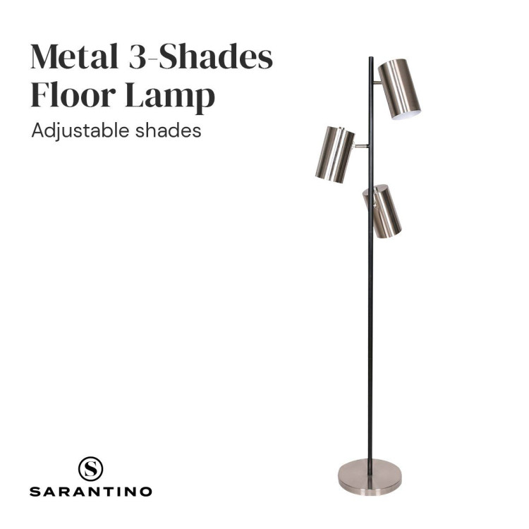 Sarantino 3-Shade Metal Floor Lamp Nickel & Matte Black Finish image 5
