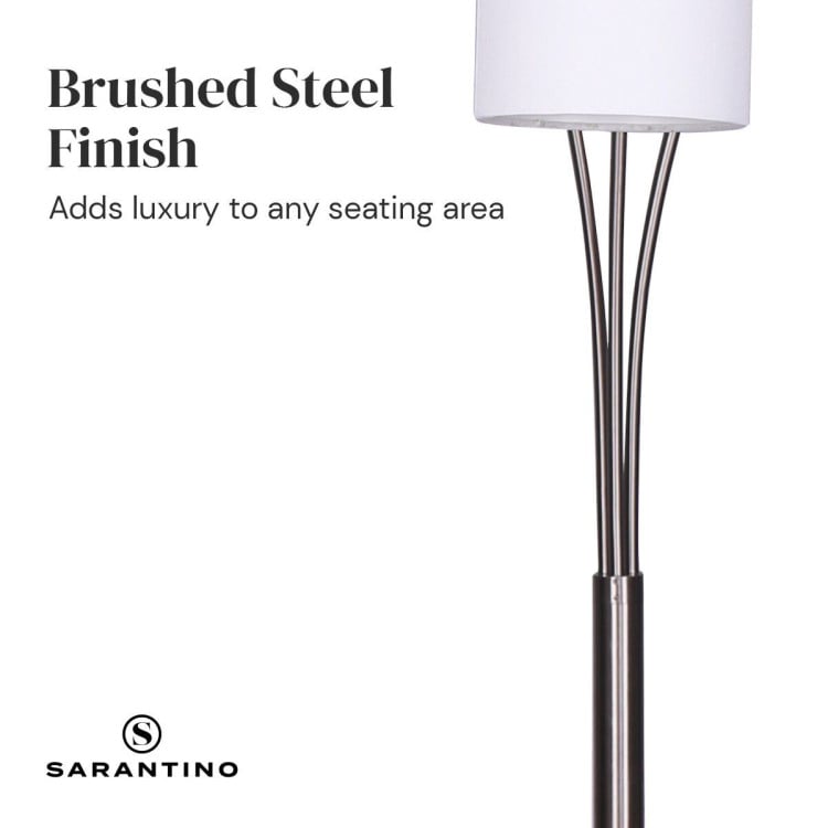Sarantino 3-Light Metal Arc Floor Lamp - Nickel & Marble Finish image 8