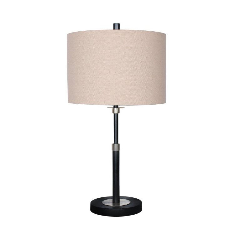 Sarantino Metal Table Lamp with Linen Drum Shade image 2