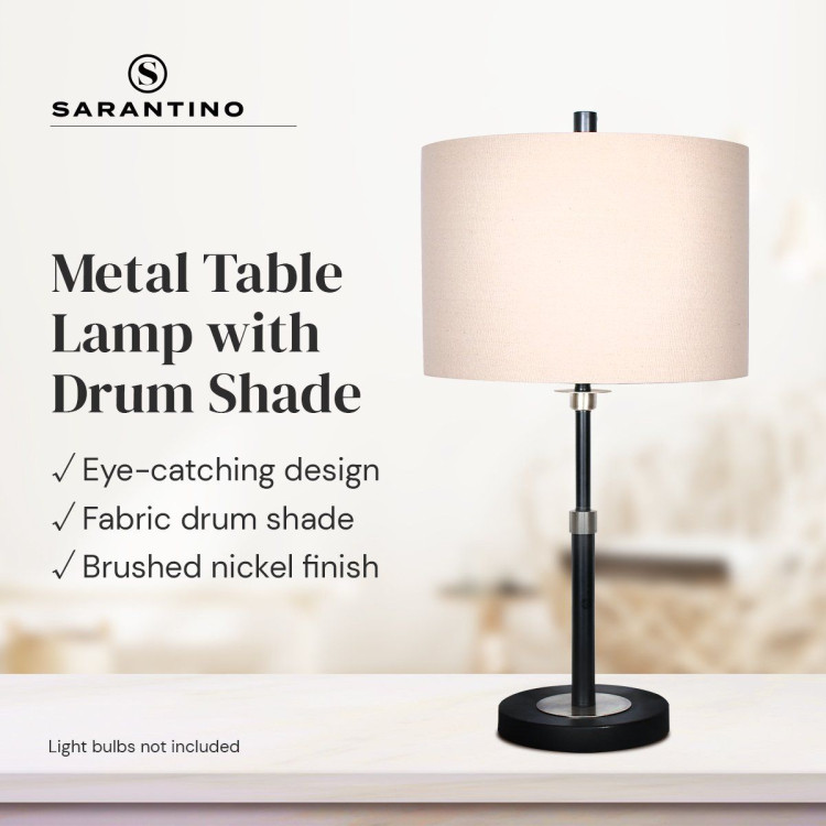 Sarantino Metal Table Lamp with Linen Drum Shade image 12