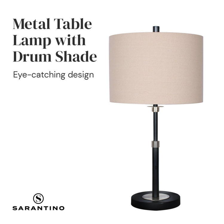 Sarantino Metal Table Lamp with Linen Drum Shade image 5