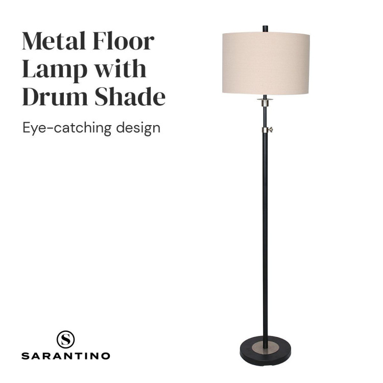 Sarantino Metal Floor Lamp with Cream Drum Shade image 5