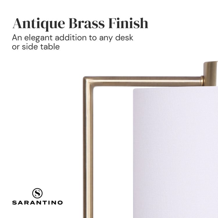 Sarantino Metal Task Lamp with USB Charging Port Antique Brass Finish image 11