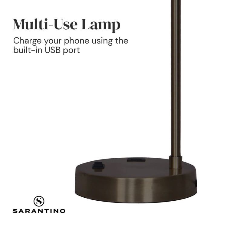 Sarantino Metal Task Lamp with USB Port - Bronze image 4