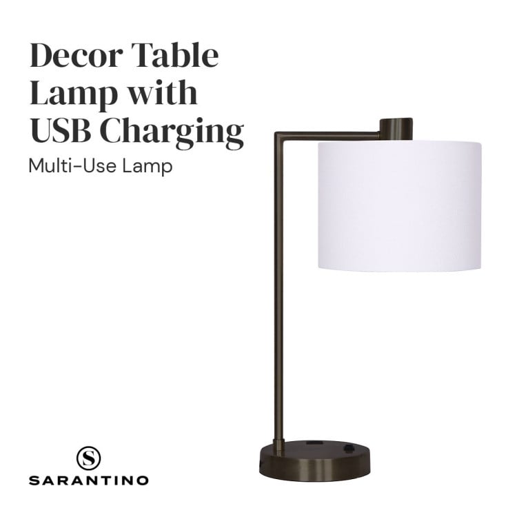 Sarantino Metal Task Lamp with USB Port - Bronze image 5