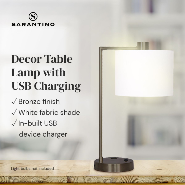 Sarantino Metal Task Lamp with USB Port - Bronze image 9