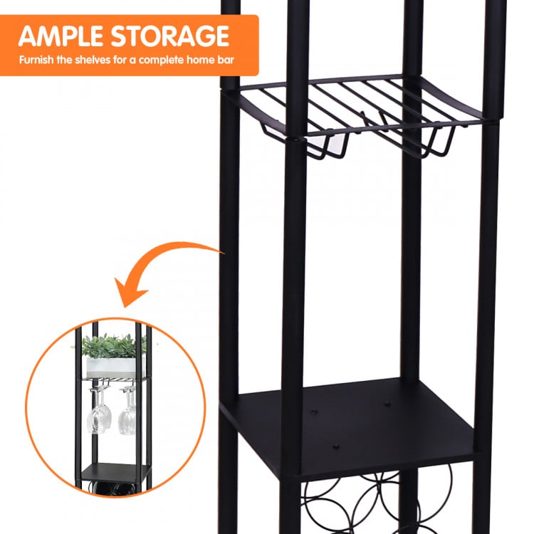 Metal Etagere Floor Lamp with Wine Holder Shelf image 6