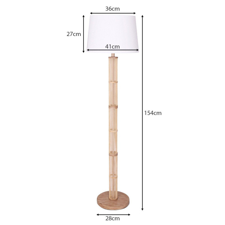 Sarantino Rattan Floor Lamp With Off-White Linen Shade image 3