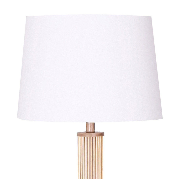 Rattan Floor Lamp With Off-White Linen Shade by Sarantino image 4